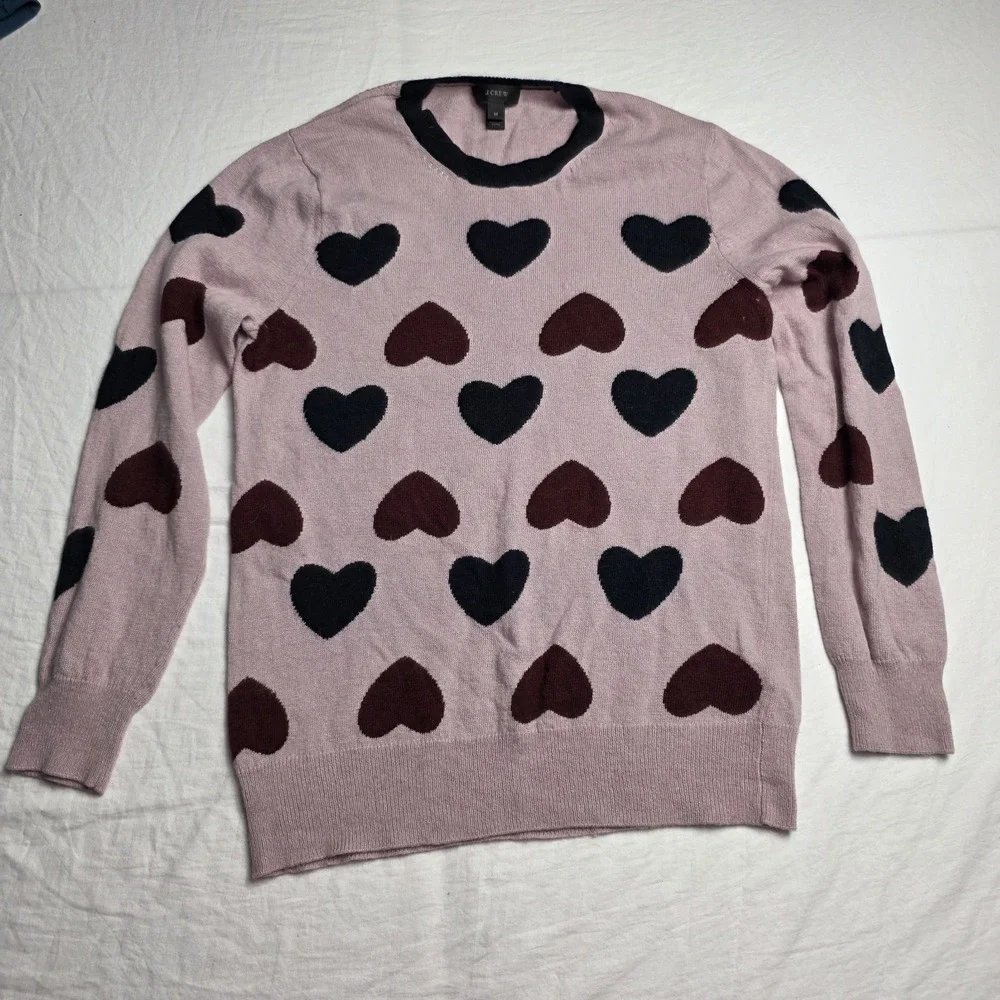 J crew women's sweater lightweight wool blend y2k heart medium
